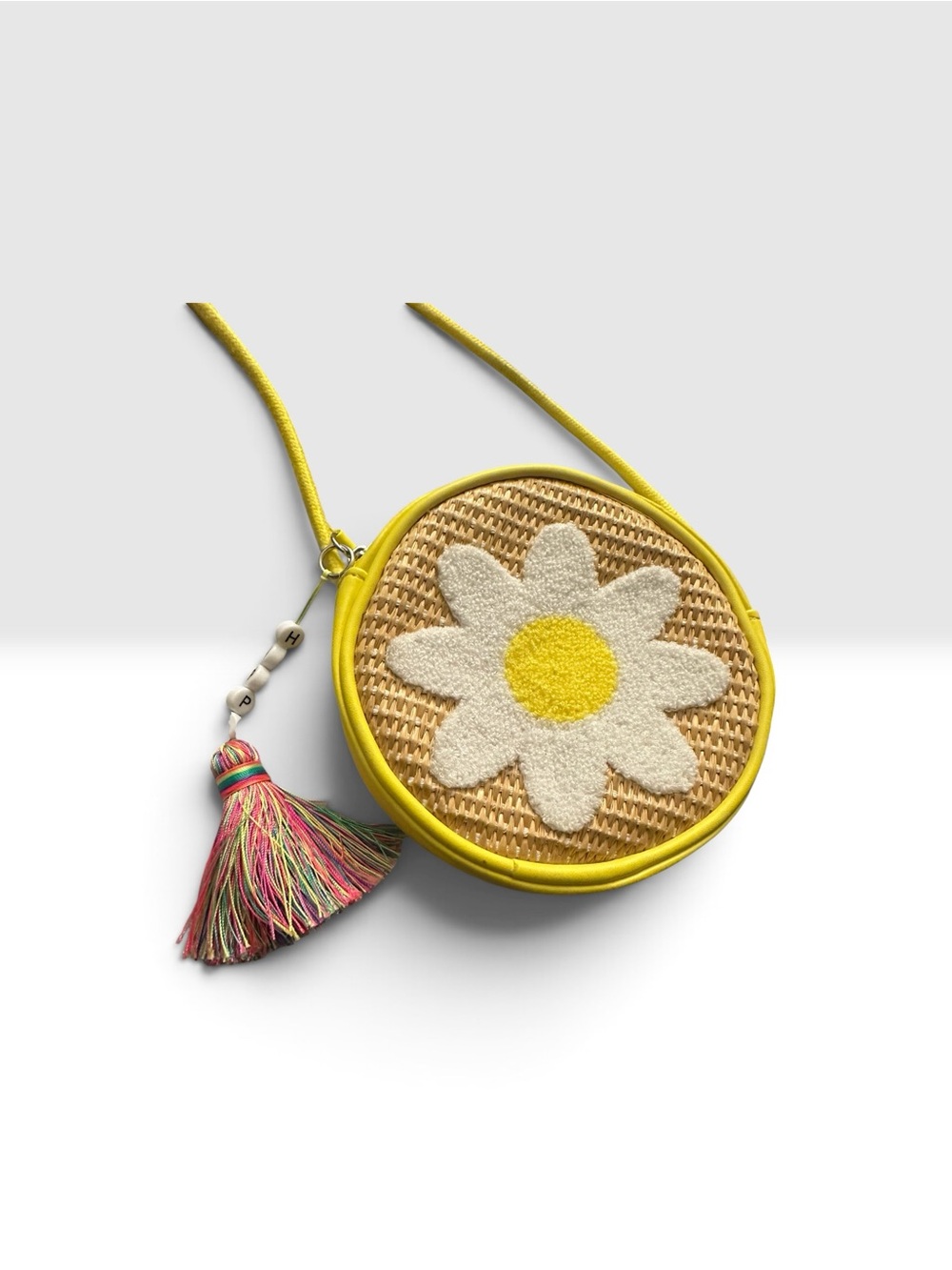 Wonder Nation Girls Daisy Straw Crossbody Bag, Yellow